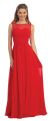 Mesh Neck Ruched Bust Long formal Bridesmaid Dress in Red
